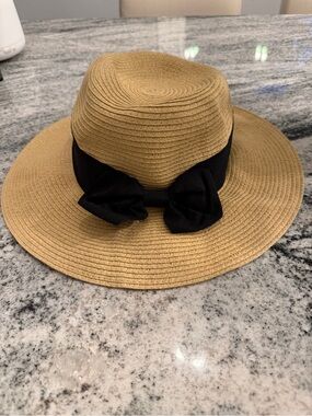 J. Crew Women's Straw Sun Hat with Black Bow
